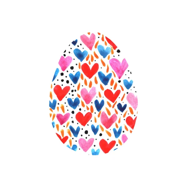 Abstrakte mehrfarbige texturierte Osterei isoliert auf weißem Hintergrund. Handgezeichnetes Muster aus Kreisen, Runden, Punkten und Linien — Stockfoto