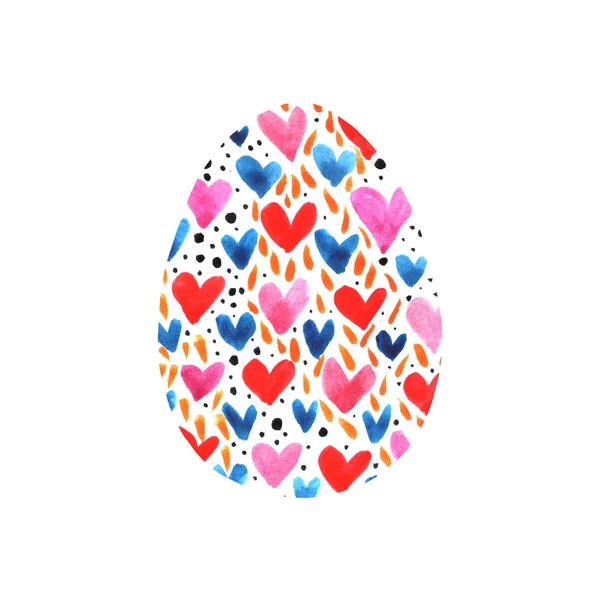 Abstract multi color textured Easter egg isolated on white background. Hand drawn pattern of circles, rounds, dots and lines