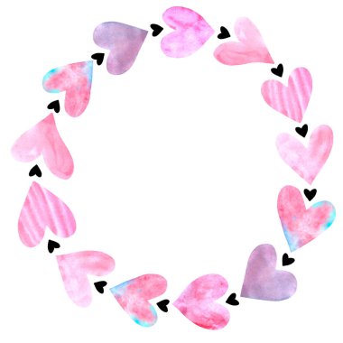 Geçmişler, dokular, çerçeveler suluboya kalplerin kusursuz desenleri. El çizimi. Doğum günü için aşk teması, Sevgililer Günü, tebrik kartı, düğün, ambalaj kağıdı