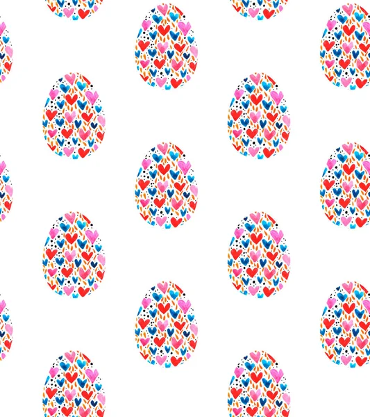 Patrón sin costuras, fondos, texturas de huevos de Pascua abstractos multicolores. Dibujo decorativo acuarela — Foto de Stock