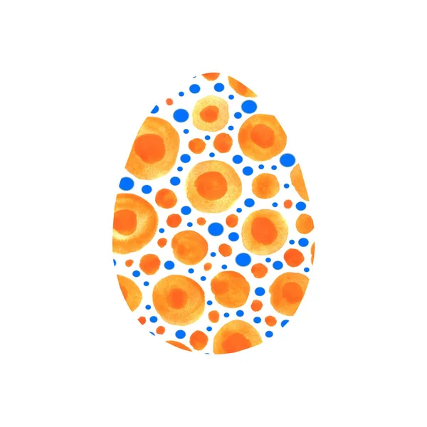 Abstract multi color textured Easter egg isolated on white background. Hand drawn pattern of circles, rounds, dots and lines — Stock Photo, Image