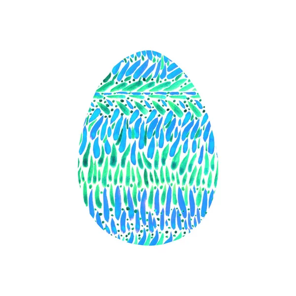 Œuf de Pâques texturé multicolore abstrait isolé sur fond blanc. Modèle dessiné à la main de cercles, ronds, points et lignes — Photo