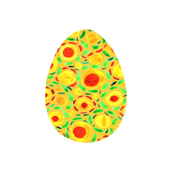 Abstract multi color textured Easter egg isolated on white background. Hand drawn pattern of circles, rounds, dots and lines — 스톡 사진