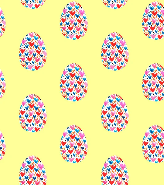 Modello senza soluzione di continuità, sfondi, texture di uova di Pasqua astratte multicolori. Acquerello disegno decorativo — Foto Stock