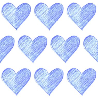 Renkli kalple kusursuz desen. Romantik aşk el yapımı arka plan dokusu. Kutlama kartları, ambalaj kağıdı, ambalaj, düğün, doğum günü, kumaş, Sevgililer Günü, Anneler Günü