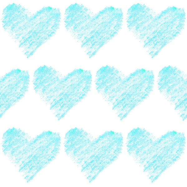 Płynny wzór z kolorami ołówkowych serc. Romantyczna miłość ręcznie rysowane tło tekstury. Na kartki okolicznościowe, papier do pakowania, opakowanie, ślub, urodziny, tkanina, Walentynki, Dzień Matki — Zdjęcie stockowe