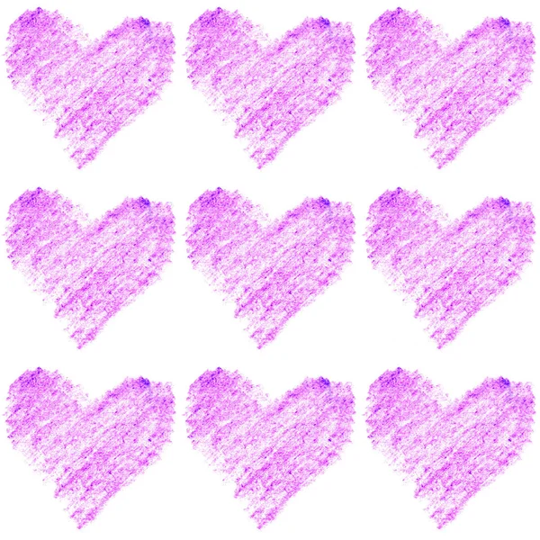 Seamless pattern with color pencil hearts. Romantic love hand drawn background texture. For greeting cards, wrapping paper, packaging, wedding, birthday, fabric, Valentine's Day, mother's Day — Stock Photo, Image