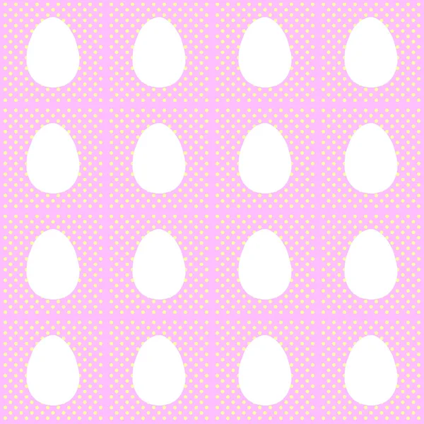 Cornici bianche a forma di uova di Pasqua su modello senza cuciture, sfondo a pois . — Foto Stock