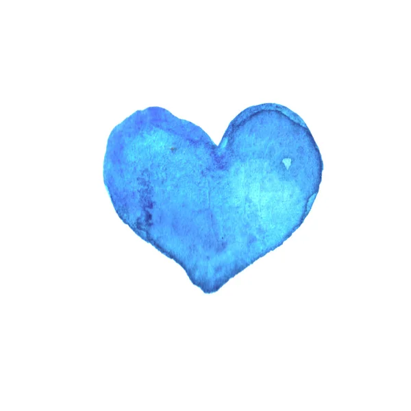 Watercolor big blue Heart love. Valentines day background texture. Hand drawn — Stock Photo, Image