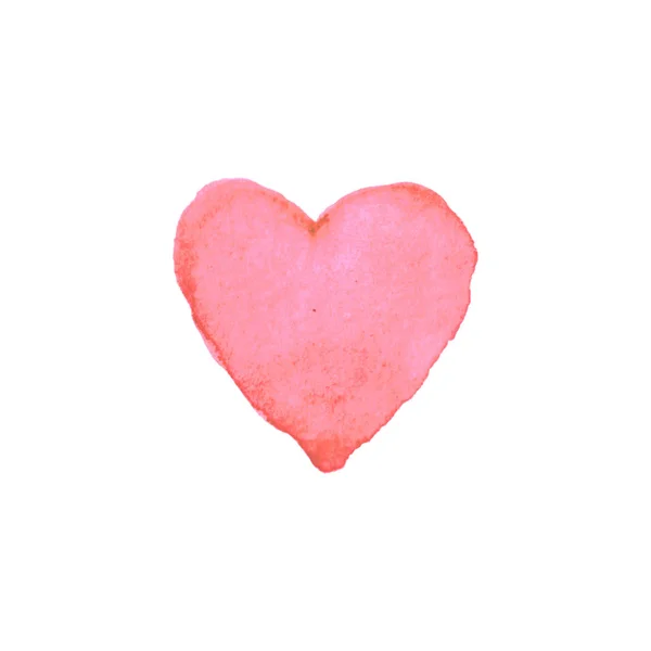 Akvarell nagy piros szív szerelem. Valentin napi háttér textúra. Kézzel húzott — Stock Fotó