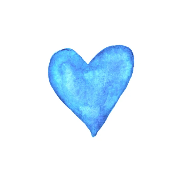 Watercolor big blue Heart love. Valentines day background texture. Hand drawn — Stock Photo, Image