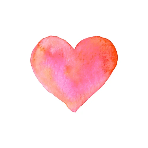 Watercolor big red Heart love. Valentines day background texture. Hand drawn — Stock Photo, Image