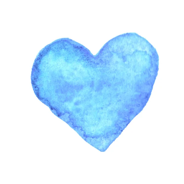 Aquarell großes blaues Herz Liebe. Valentinstag Hintergrund Textur. Handgezeichnet — Stockfoto