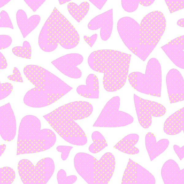 Sömlöst mönster med rosa hjärtan. Romantisk kärlek handritade bakgrunder struktur. För gratulationskort, omslagspapper, bröllop, födelsedag, tyg, textil, Alla hjärtans dag, mors dag, påsk — Stockfoto