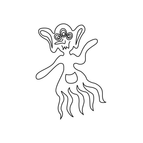 Leuke grappige alien. Design element, icoon op het thema van Ufo, ruimte. Doodles vector illustratie — Stockvector