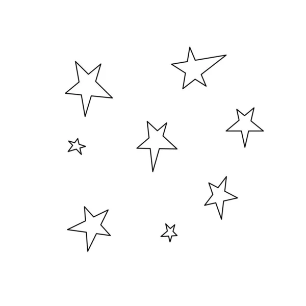 Bir dizi yıldız. Tasarım ögesi, Ufo temasının simgesi, boşluk. Doodle vektör illüstrasyonu. — Stok Vektör