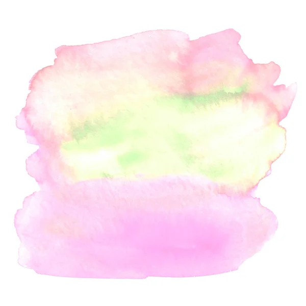 抽象水彩アクエラレ手描きブロットカラフルなブルーピンクグリーンイエローオレンジパープルペイントスプラッタ汚れスポット — ストック写真