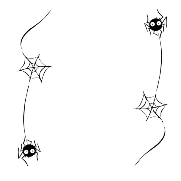 Aranyos pók a neten. Kézzel rajzolt. Elszigetelve, fehér háttérrel. Halloween illusztráció — Stock Fotó