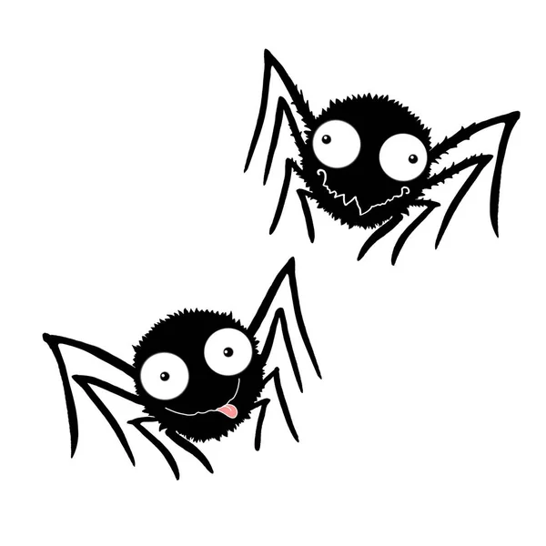 Słodkie pająki akwarelowe. Ręcznie rysowane. Odizolowany na białym tle. ilustracja Halloween — Zdjęcie stockowe