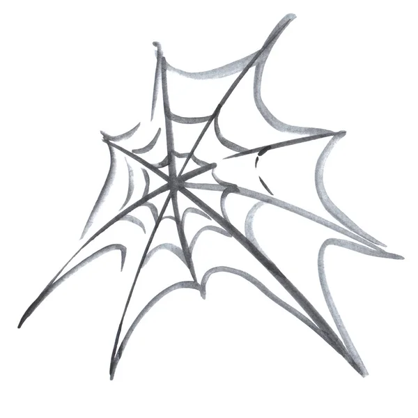 Toile d'araignée dessinée à la main isolée sur fond blanc. élément design pour Halloween — Photo