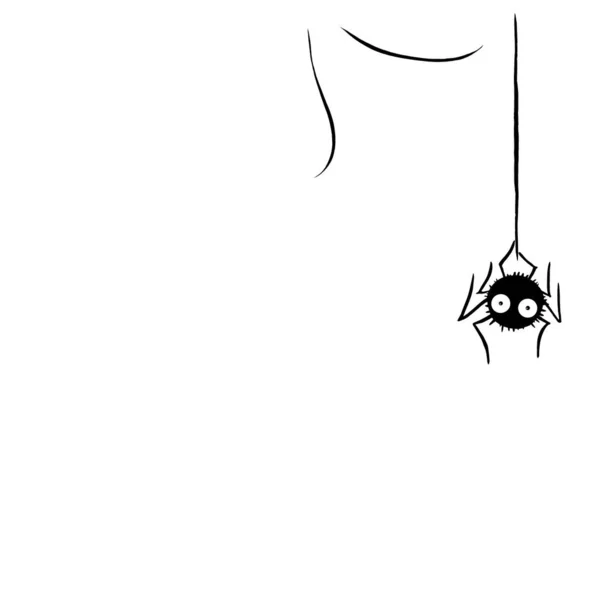 Bel ragno sul web. Disegnato a mano. Isolato su sfondo bianco. Illustrazione Halloween — Foto Stock