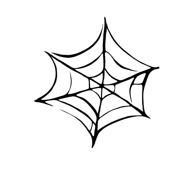 Teia de aranha desenhada à mão isolada sobre fundo branco. elemento de design para Halloween — Fotografia de Stock