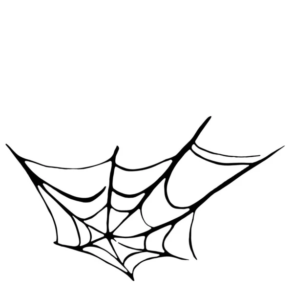 手绘蜘蛛网隔离在白色背景上.万圣节的设计元素 — 图库照片