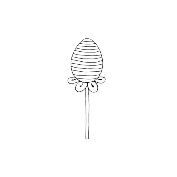 Kontur Dekorativa Ägg Godis Lollipop Design Element För Påsk Alla — Stockfoto