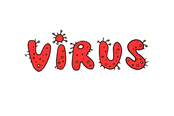 Coronavirus Virus Letras Rojas Encabezado Letras Garabato Escrito Mano — Foto de Stock