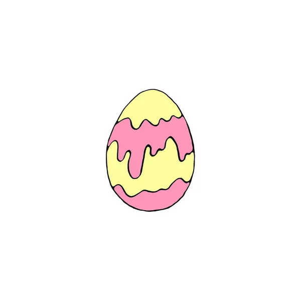 手绘复活节彩蛋 背景为白色 点和线的图案粉红色的黄色你好 设计要素 — 图库照片