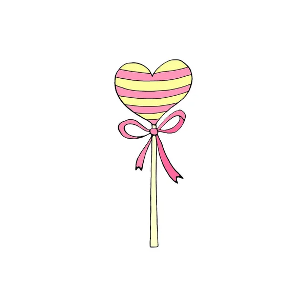 Color Heart Shaped Lollipops Candy Стрічкою Валентинів День Великдень Свята — стокове фото