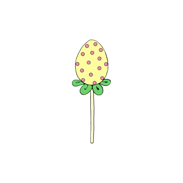 色の装飾卵 キャンディー ロリポップ イースターバレンタインデーの休日のためのデザイン要素 手描き — ストック写真