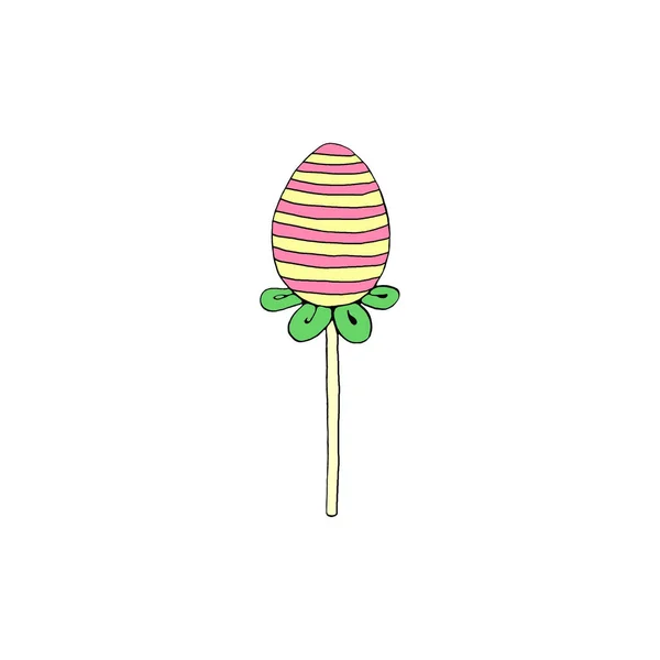 Farbe Dekorative Eier Süßigkeiten Lutscher Gestaltungselement Für Die Osterfeiertage Handgezeichnet — Stockfoto