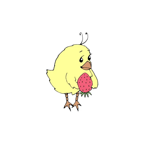 Милая Маленькая Курица Яйцом Стиле Каракулей Коллекция Персонажей Икон Элементов — стоковое фото