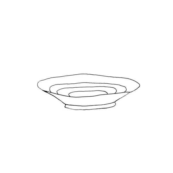 Πιάτο Περιγράμματος Πιάτα Απλή Απεικόνιση Περιγράμματος Στυλ Doodle Στοιχείο Σχεδιασμού — Φωτογραφία Αρχείου