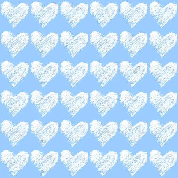Seamless Pattern Color Pencil Hearts Romantic Love Hand Drawn Background — Stock Photo, Image