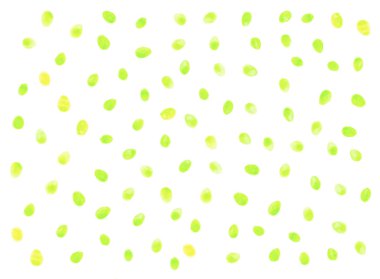 Suluboya yumurta ve noktalı basit bir bahar arkaplanı. Mutlu Paskalyalar. El çizimi, hafif pastel renkler şablon.