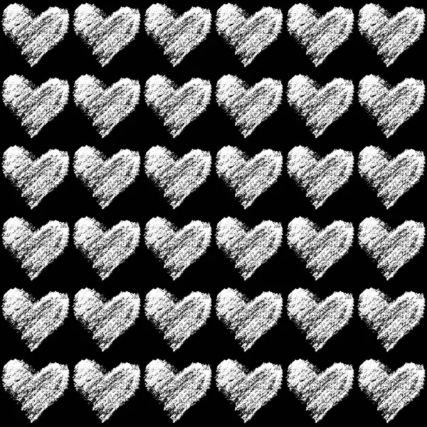 Patrón Sin Costuras Con Corazones Lápiz Amor Romántico Dibujado Mano —  Fotos de Stock