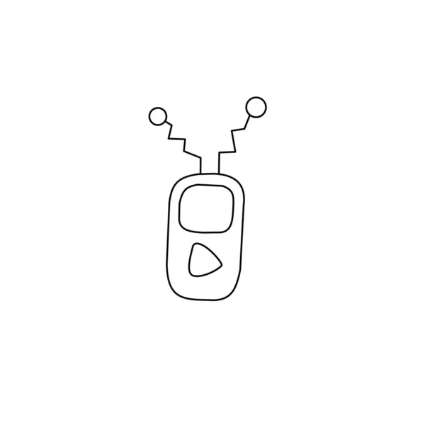 ラジオ ウォーキー 漫画のスケッチスタイルで宇宙送信機 初期接触 Ufo エイリアンのテーマに関するデザイン要素 手描きの落書きベクトルイラスト — ストックベクタ