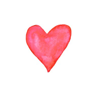 Suluboya büyük kırmızı kalp aşkı. Sevgililer Günü geçmişi ve dokusu. El çizimi.