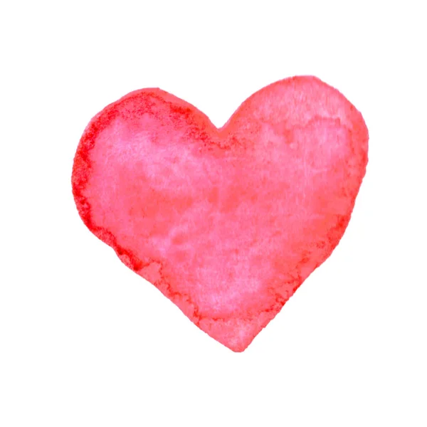 Akvarell Nagy Piros Szív Szerelem Valentin Napi Háttér Textúra Kézzel — Stock Fotó