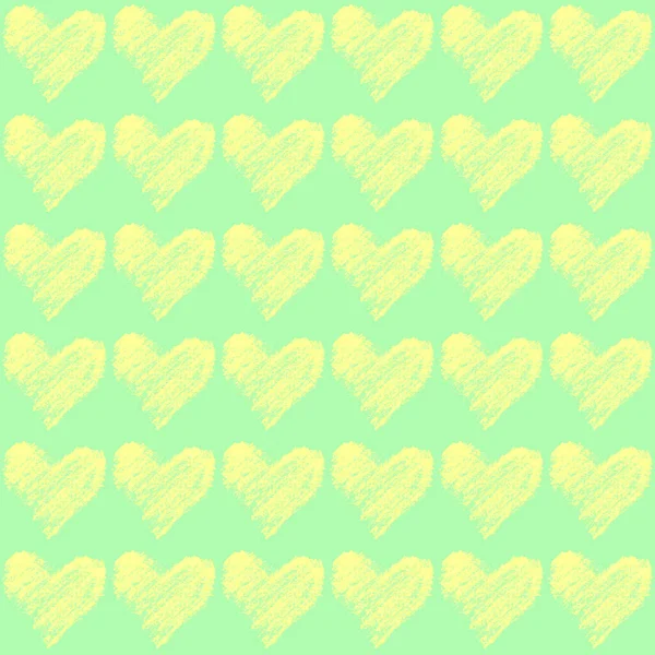 Бесшовный Узор Цветными Карандашными Сердцами Люблю Нарисованный Вручную Фон Поздравительные — стоковое фото