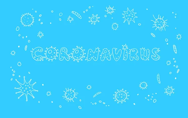 Coronavírus Vírus Cor Lettering Doodle Mão Escrita Mão Desenhada Antecedentes — Fotografia de Stock