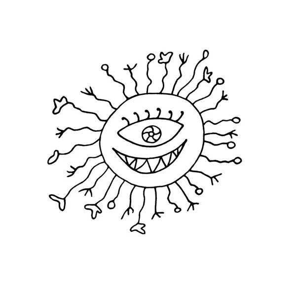 Εικονογράφηση Χαρακτήρα Του Ιού Περίγραμμα Κινουμένων Σχεδίων Λευκό Φόντο Μεμονωμένος — Φωτογραφία Αρχείου