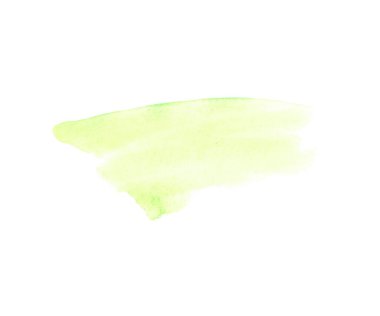 Soyut akvaryum rengi ıslak fırça renginde boya çizgili elementte parmak izi var. Renkli suluboya yeşil el çizimi kağıt dokusu metin tasarımı için beyaz arkaplanda izole edilmiş leke, web.