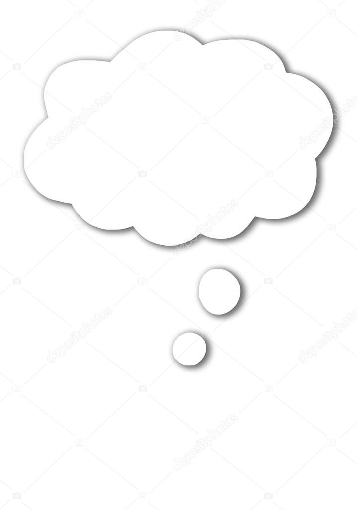 speech bubble in shape of cloud for text. Message symbols, thought, icon on white background. Black and white.