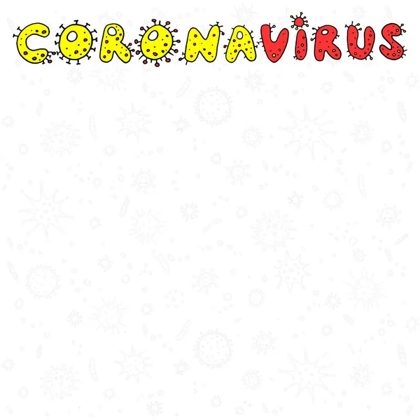 Coronavirus Вірус Колір Намальований Ручною Рукою Каракулів Background Frame Molecules — стокове фото