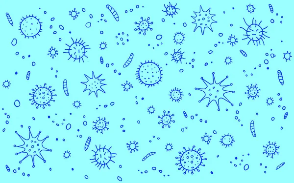ウイルスだコロナウイルス 分子や細胞のウイルス細菌感染の背景 パターン フレーム 簡単なドアのアイコン 微生物学 — ストック写真