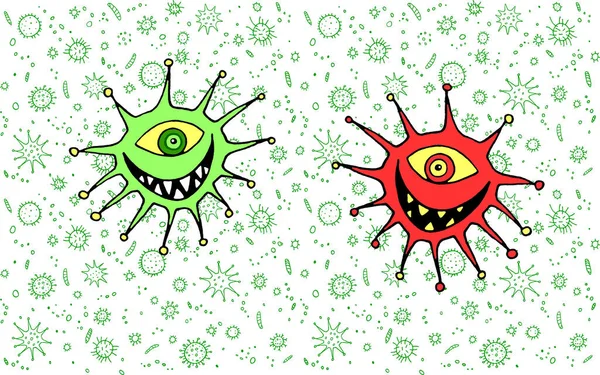 Cartoon Virus Character Illustration Character Icon Monster Microbe Pathogen Background — Stock Photo, Image