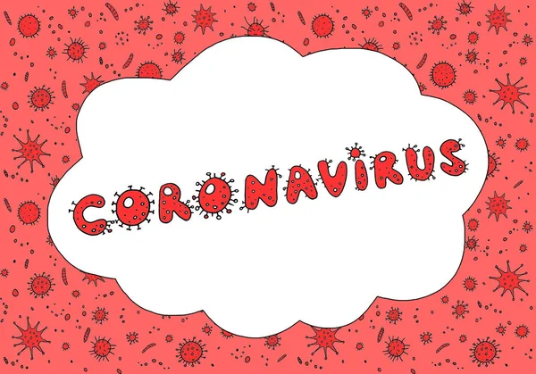 Coronavirus Вірус Колір Намальований Ручною Рукою Каракулів Background Frame Molecules — стокове фото